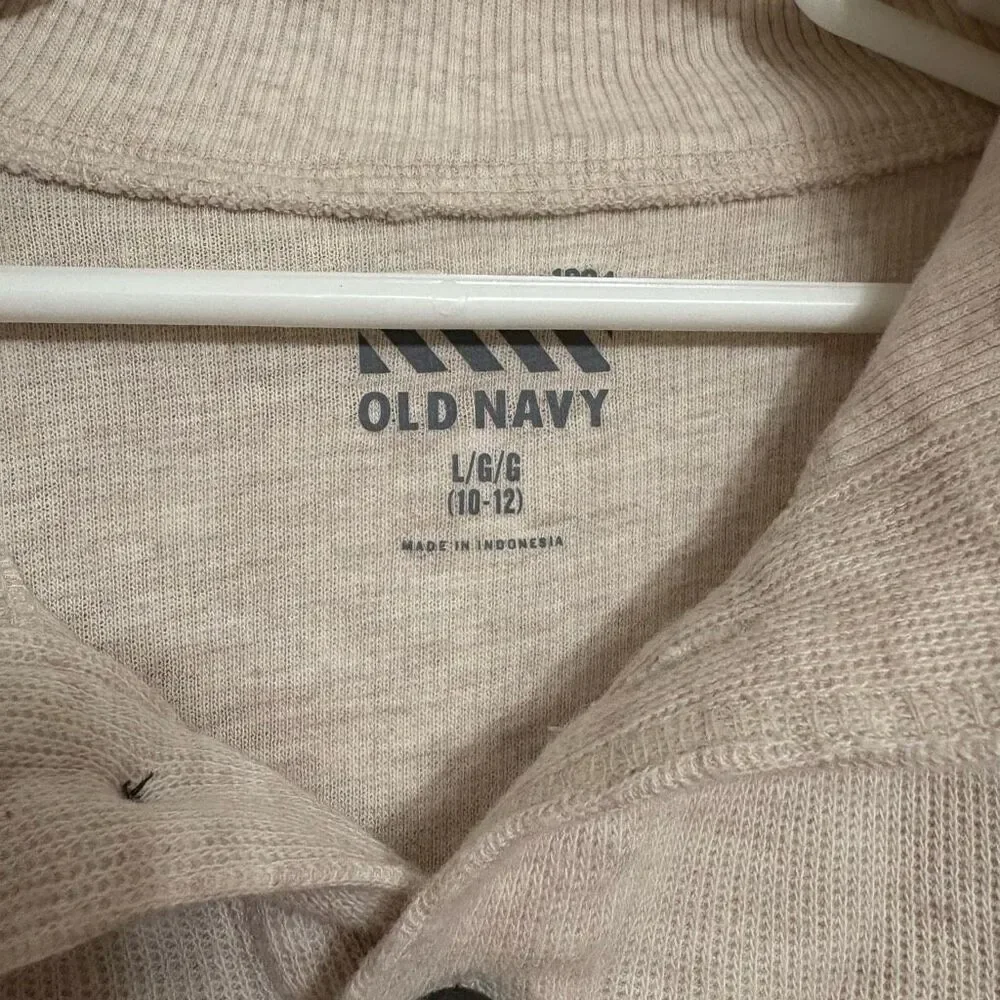 Old Navy Boys Light Tan Sweater Quarter Button Down Waffle Sweater Large